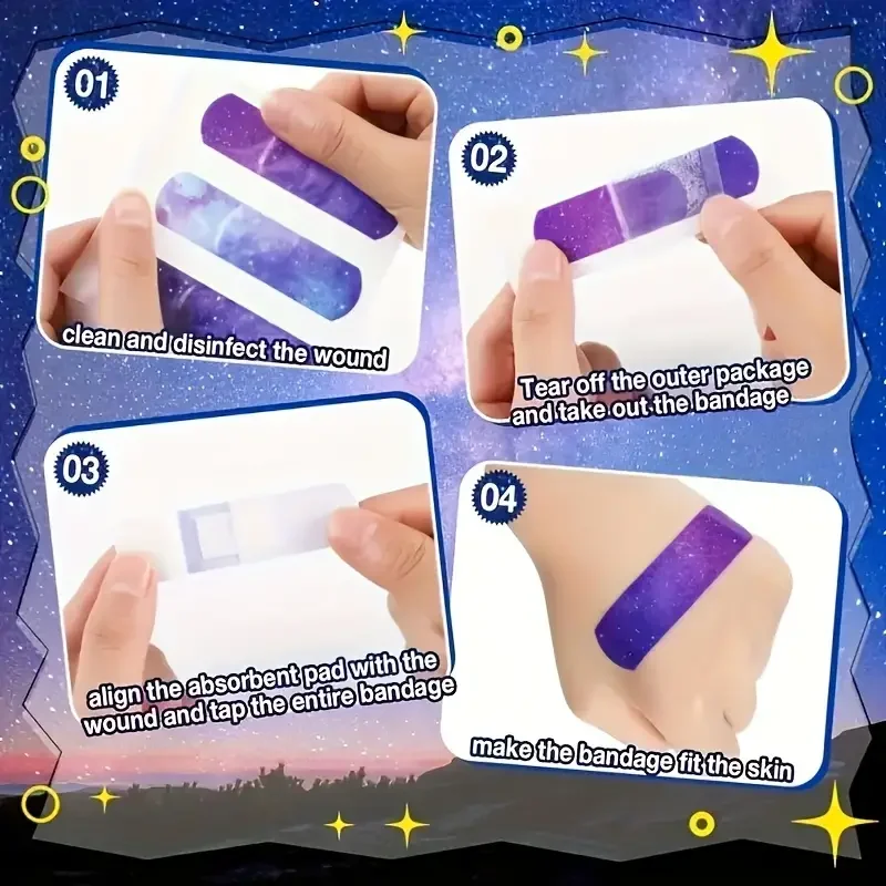 30Pcs 50Pcs Flexible PE Bandages With Blue Starry Sky Pattern Strong Adhesion Comfortable Wear Daily Protection For Minor Scratc
