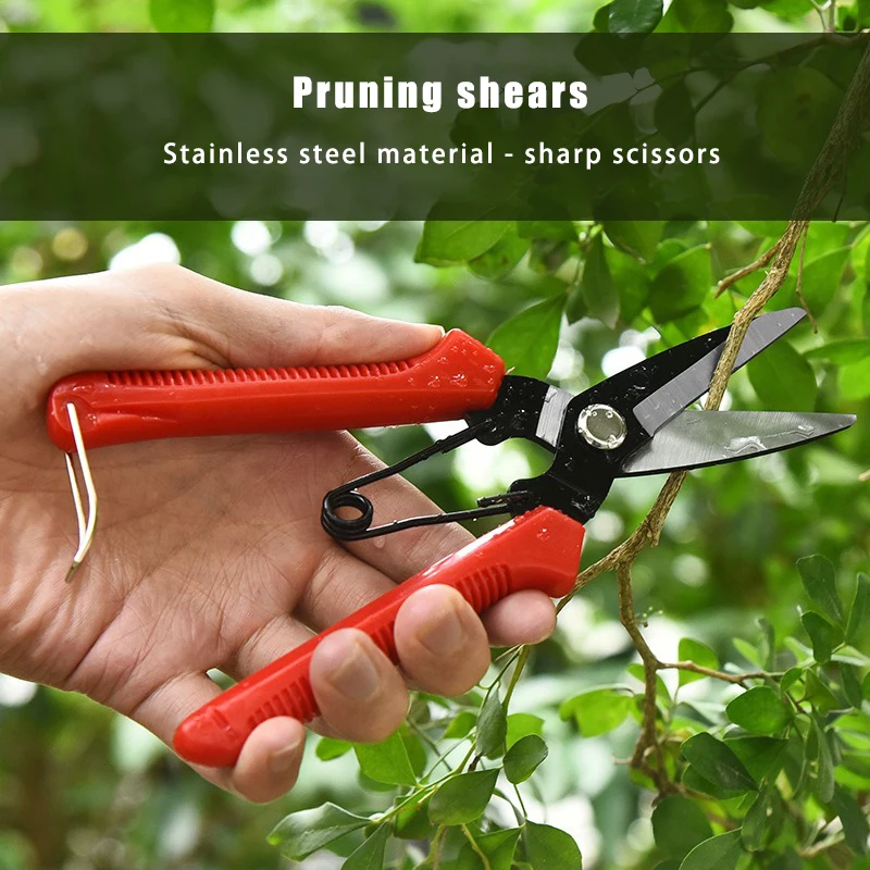 

Секаторы из нержавеющей стали - острые садовые ножницы для обрезки цветов, растений и бонсай, с красной нескользящей ручкой, садовый инструмент
