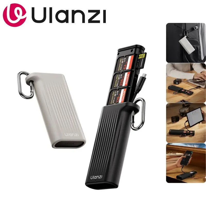 Estuche para Tarjetas Ulanzi CR2 Todo en Uno 2 en 1, Caja de Almacenamiento para Tarjetas SD y TF, Lector de Tarjetas para Teléfono, Tableta, PC, Windows, MacOS, Linux, Android, iOS