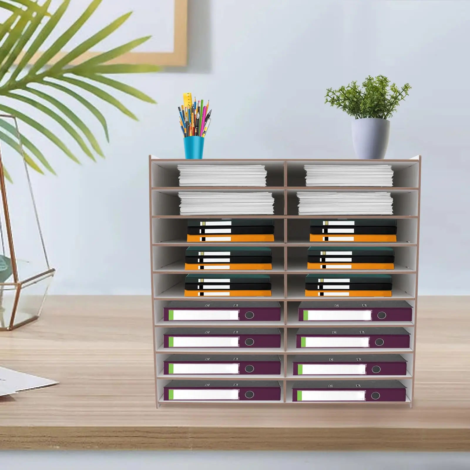 منظم أدب مكون من 9 طبقات مكون من 18 صينية بريد ورقية فارز مكتب سطح المكتب منظم أدب للمنزل