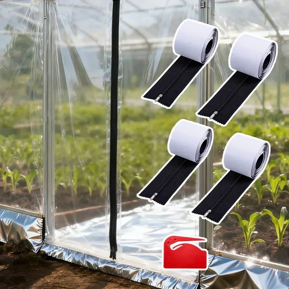 

4 Pcs Heavy Duty Dust Zipper 7ft X 3in Plastic Coated Pull Slider For Greenhouse Tent Construction Site Oxford Canvas