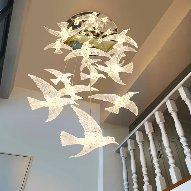 

Led Bird Pendant Lamp Home Decoration Lighting Hanging Lamp Design Loft Living Room Showroom Apartment Ceiling Villa Chandelier