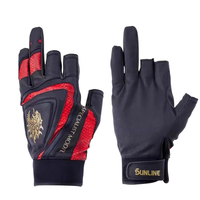 New SUNLINE Fishing Gloves for Men, Plus Size Rock Fishing Three-finger Leather Gloves, Wear-resistant and Comfortable SUG-514