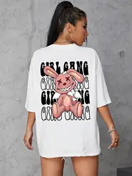 Girl Gang Graphic Bad Laughing Rabbit Tshirt Women Casual Breathable Tshirt Cotton Fashion Tee Shirt Summer Hip Hop Short Sleeve