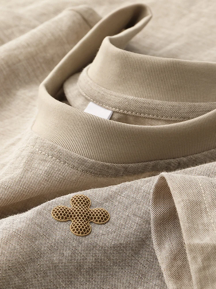 

Ele Cotton Linen ort Sve T-irt Men's Summer Thin Faionable round Ne f Sve Body T-irt Breathable Ice Silk