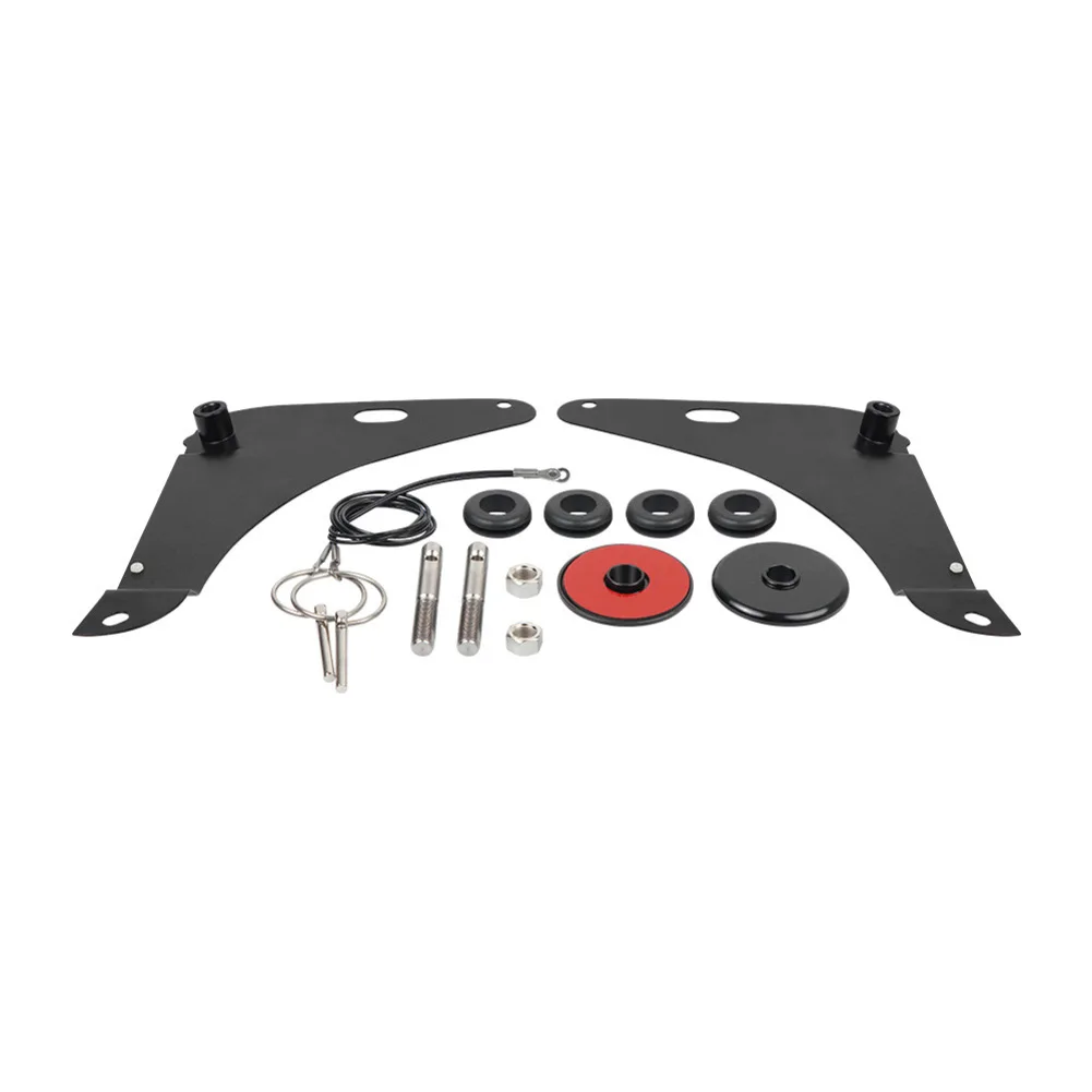 Hood Pin Kit for Dodge For Challenger 2008 2009 2010 2011 2012 2013 2014 2015 2016 with Stainless Steel Pins and Hooks view 2