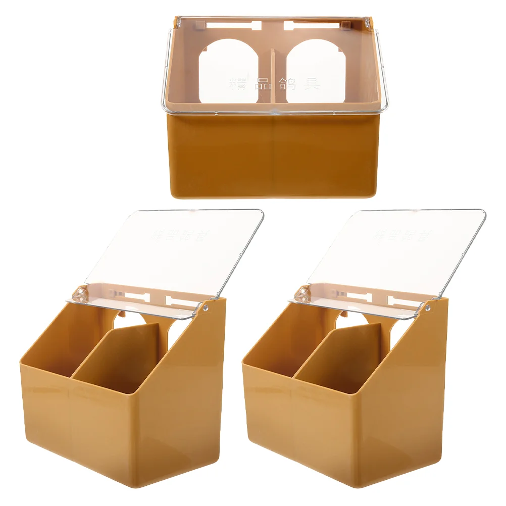 3 Pcs Double Hole Hanging Box Food Containers with Lids Parakeet Cage Accessories Bird Cockatiel Feeder Parrot Plastic Pet for