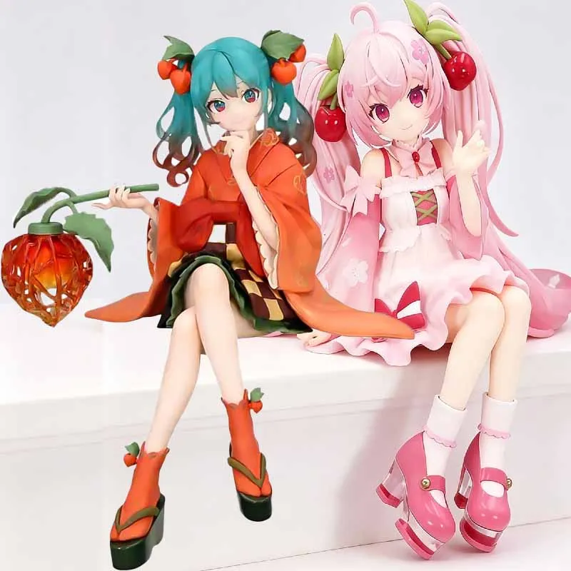 Neu eingetroffene Anime Hatsune Miku Actionfiguren Modell-Sammlung Spielzeug Sakura Mädchen Niedliches handgefertigtes PVC-Modell Kawaii Geburtstagsgeschenk