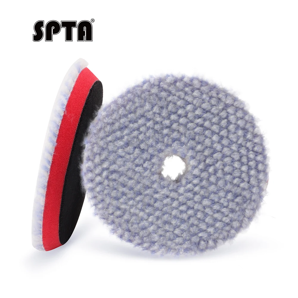 

SPTA 20Pcs T130 Heavy Cut Blue Short Wool Polishing Buffing Pads for RO/DA Polisher Remove Sanding Disc Marks Deep Scratches