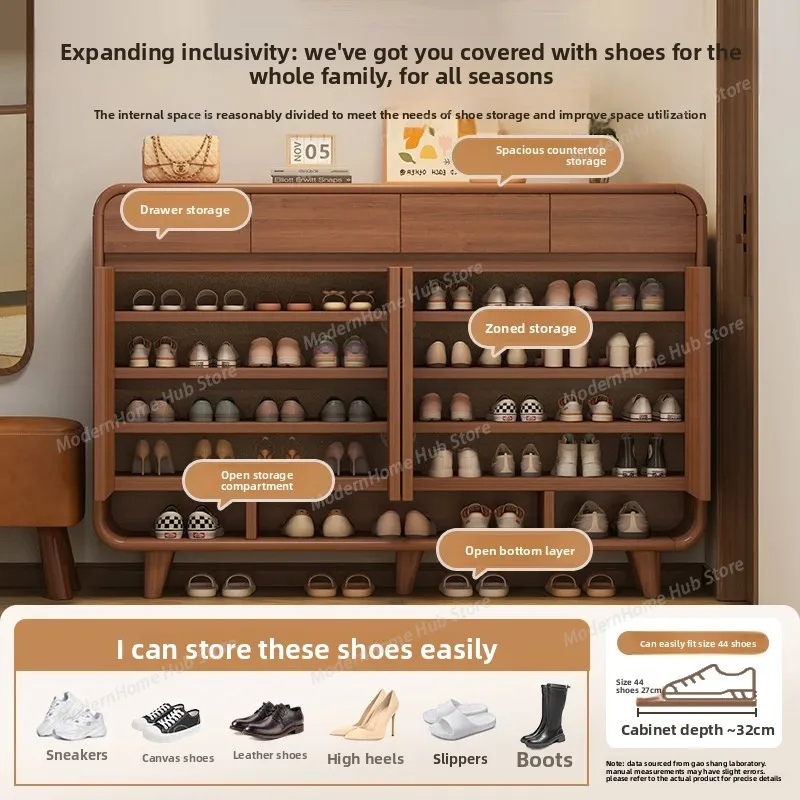 Multifunctional Solid Wood Shoe Cabinet Home Entrance Storage All-in-One Shoe Rack Organizer Shoe Cabinets