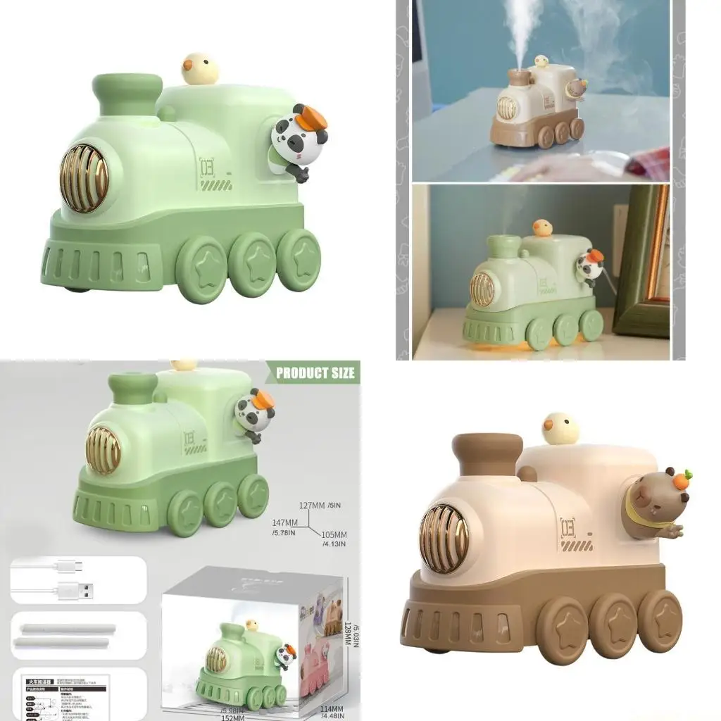 

D0AB USB Desk Humidifier Cartoon Train with Automatic Shutoff Technology Quiet Operation ABS Texture Suitable for Indoor Care