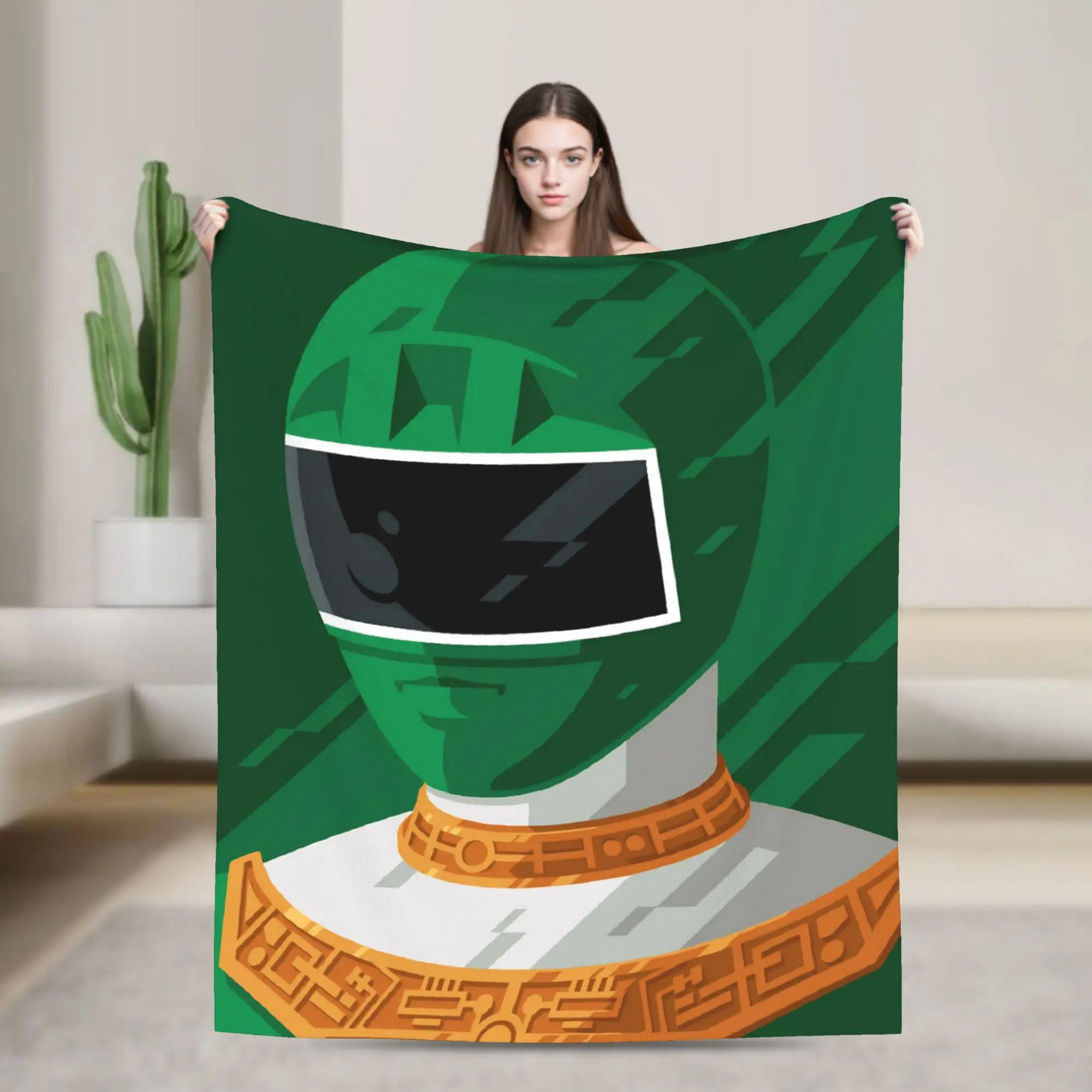Green Ranger Blankets Power R-Ranger Flannel Funny Breathable Throw Blankets for Bedding Lounge Textile Decor