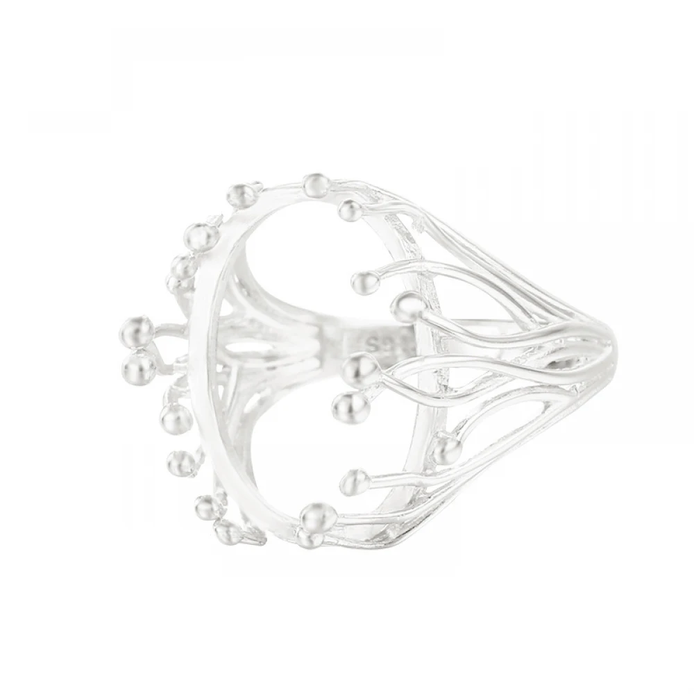 925 Sterling Silver Claws Ring Blank Ring Base Finding for 16X19mm Oval Gemstone Setting DIY Jewelry Gift for Women(