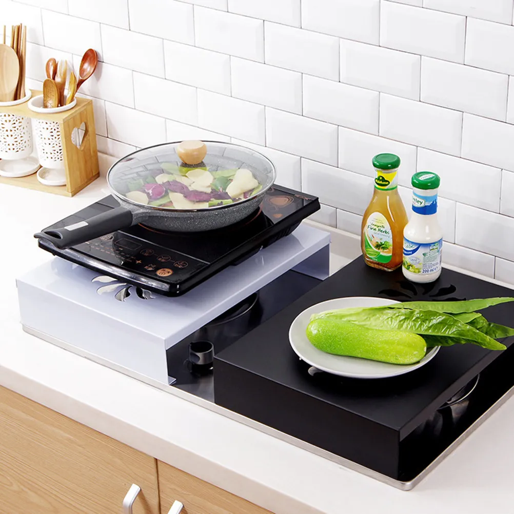 Metal Induction Cooker Rack Bracket Black Thick Stable Surface Smooth Compact Multifunctional Kitchen Storage Shelf