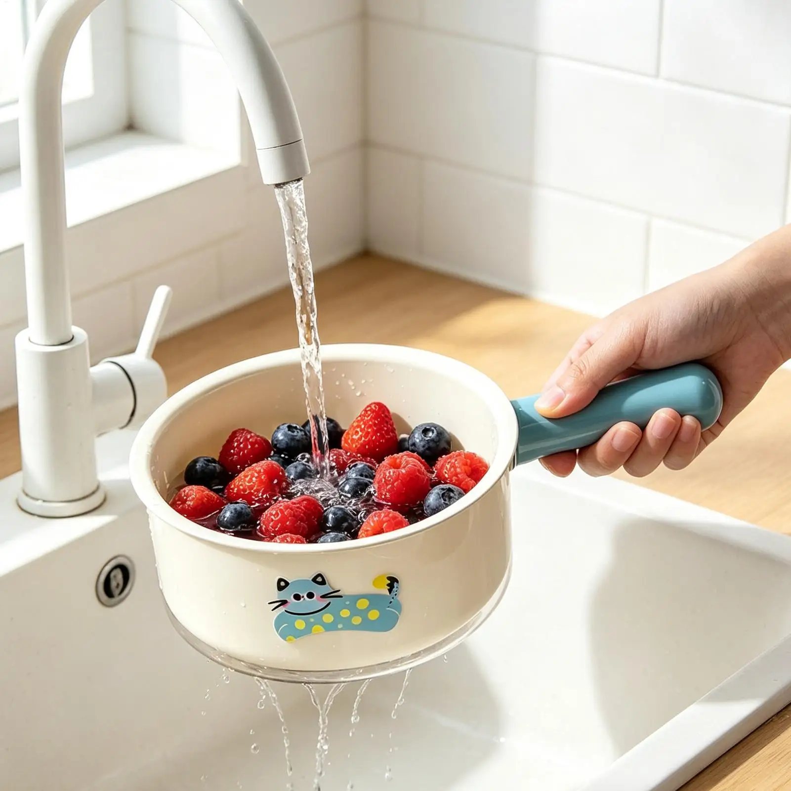 Fruit Washing Bowl With Strainer 2 Layer Double Basket Colander Handle Large Capacity For Vegetables Pasta Berries Kitchen Sink view 4