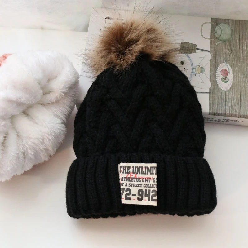 Korean baby hat Autumn and winter children\'s knitted hat boys and girls baby thickened with wool hat tide