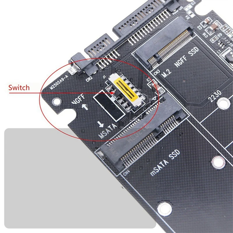 Dupla utilização Ngff Msata para Serial Adapter Card com Switch, M.2 SSD de estado sólido, Sata3, 2 em 1