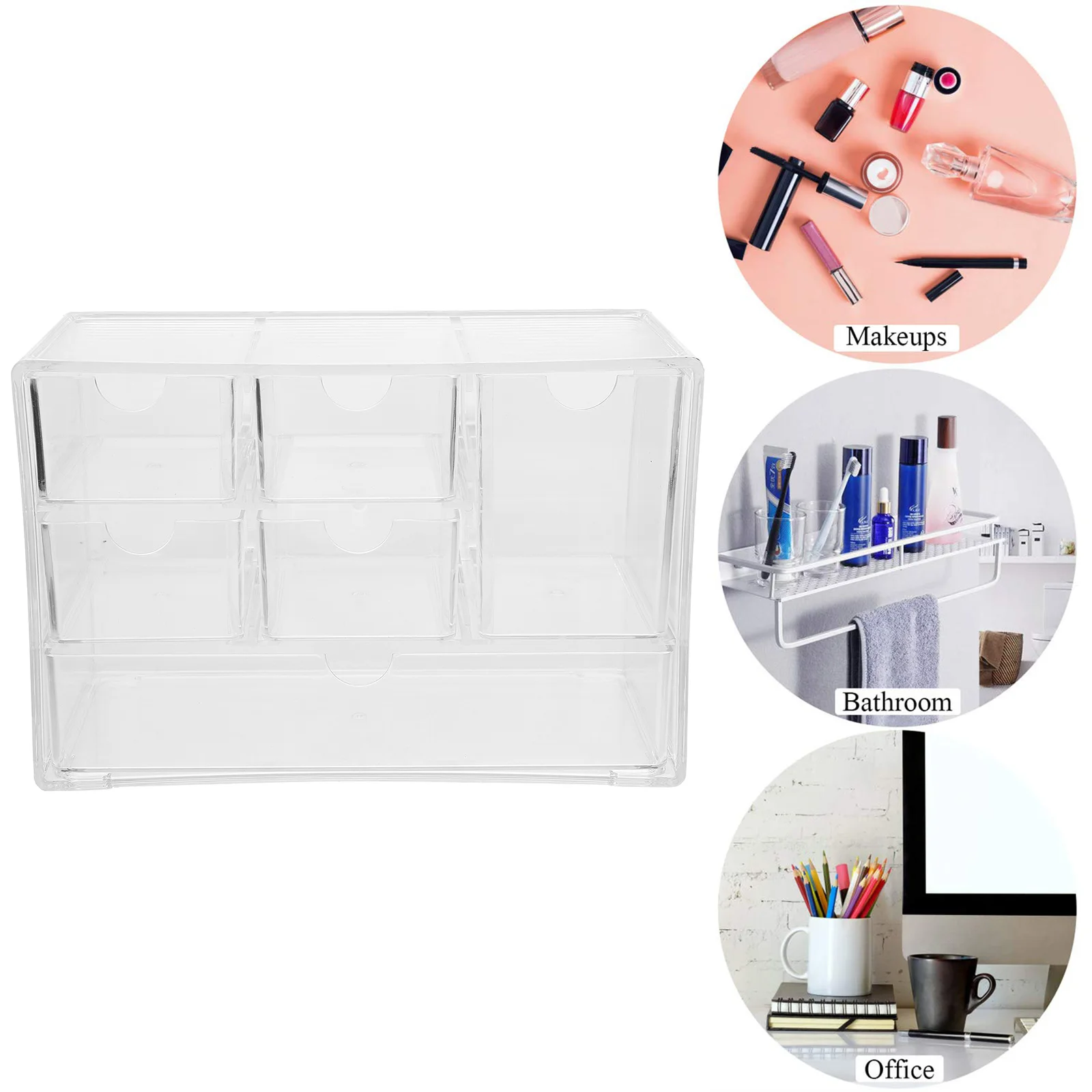 

Stackable Desktop Drawer Transparent Box Makeup Drawers Jewelry Holder Transparent Storage Cabinet Countertop Sundries