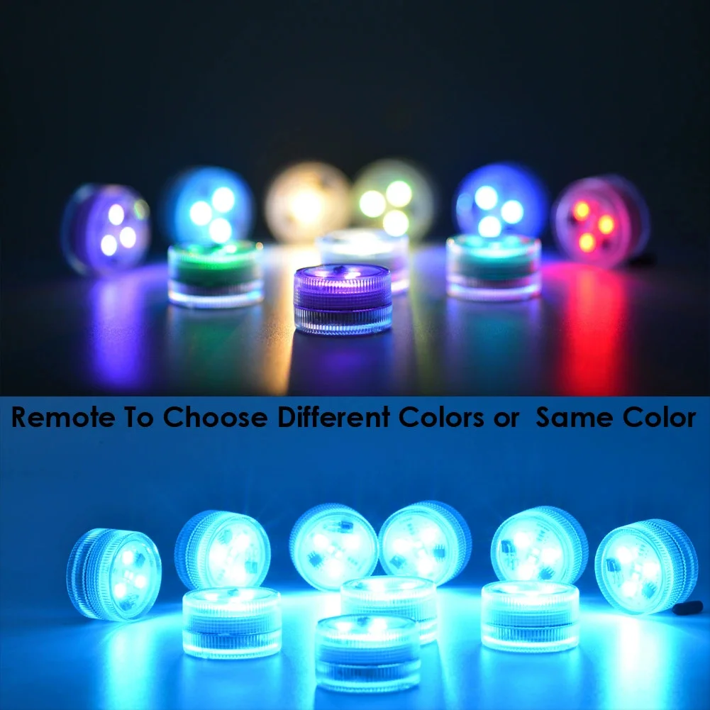 Battery Powered LED Underwater RGB Submersible Lights IP68 Waterproof Swimming Pool Night Atmosphere Lamp Decor Wedding Party