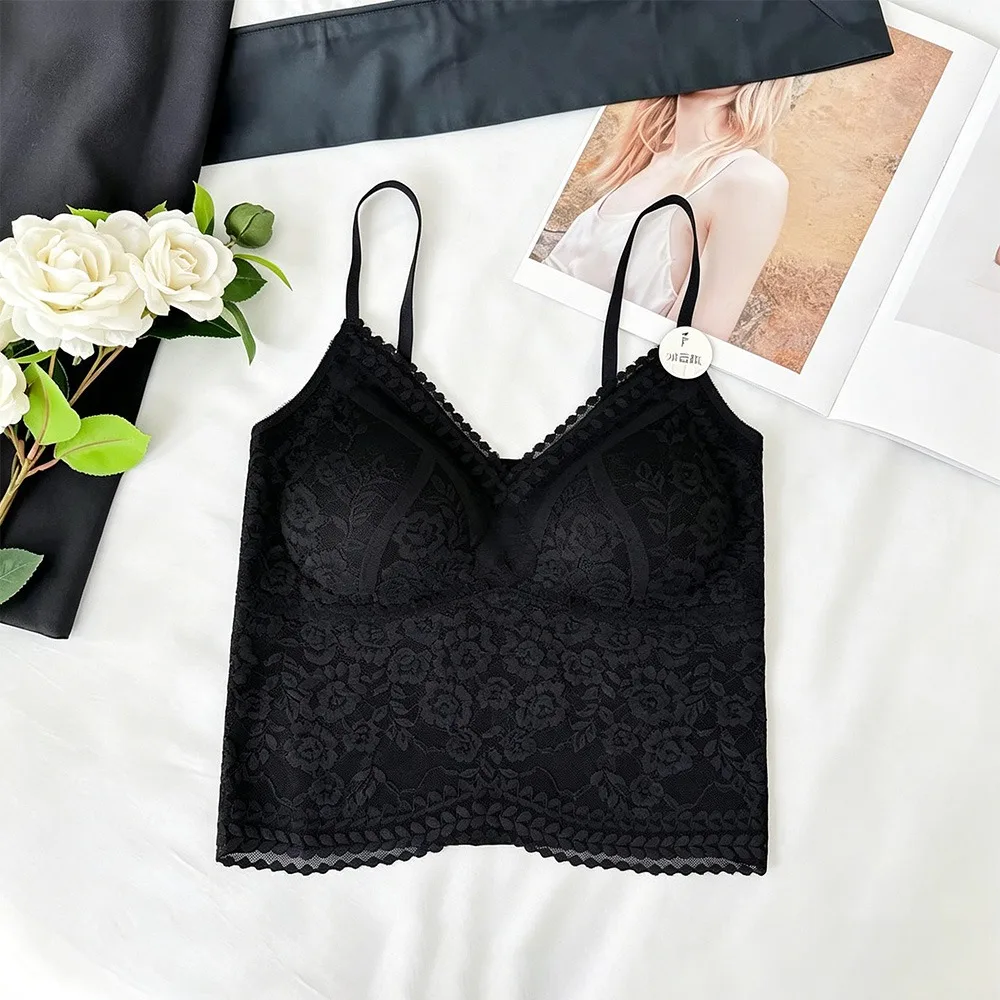 Fashion Built-In Chest Pad Lace Vest Slim Fit Seamless Camisole Beauty Back Women Underwear Women Wear