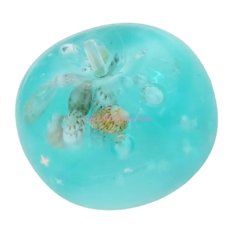 R6FD Ice Block Stress Ball Squeeze Toy Marine Sequins Design Sensory Calming Pinch Toy