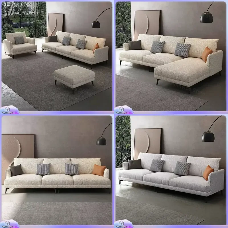 Modern Cotton Linen Fabric Sofa 3 Seater Straight Row for Small Apartment Living Room Anti Cat Scratch Removable Washable