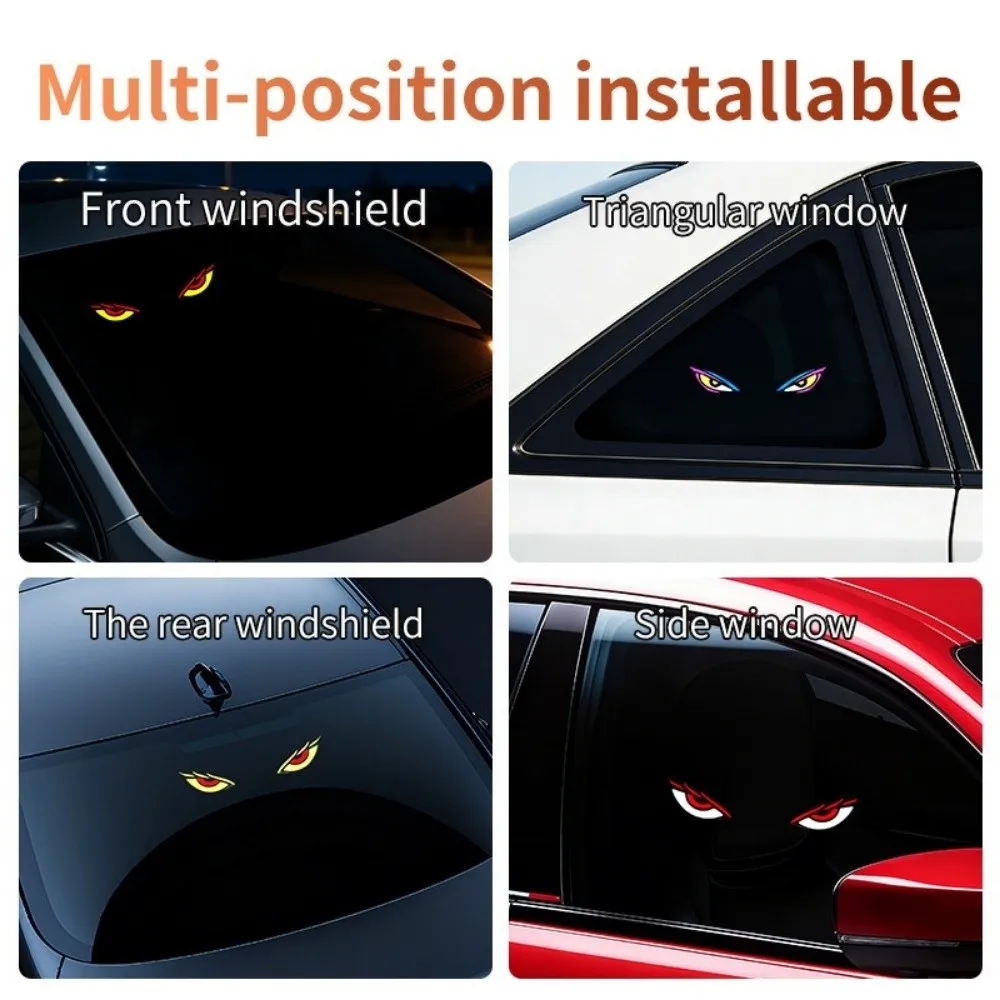 Solar Powered Solar Demon Eye Light Wireless USB Rechargeable Car Neon Light Warning Flashing Vehicle Signal Lights