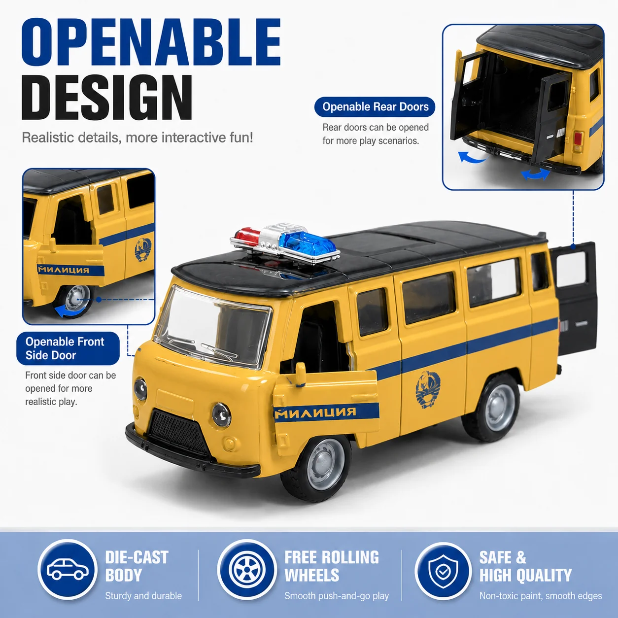 (Vinyl box) Vintage Utility Van style toy car, powerful spring, metal casting,the best gift.
