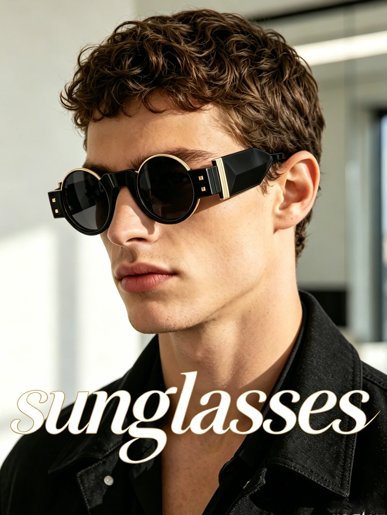 Men's Retro Round Frame Steampunk Sunglasses Y2K Half-Frame 