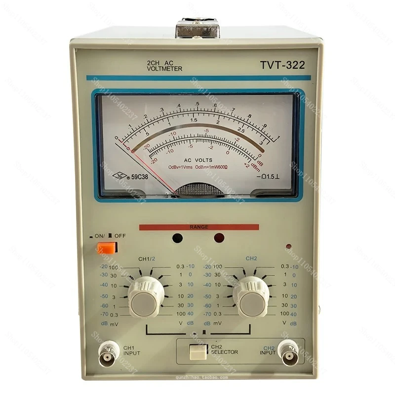 TVT-322 Dual Channel AC Millivoltmeter Double Pointer 5Hz 1MHz 300uV 100V Analog Voltage Tester