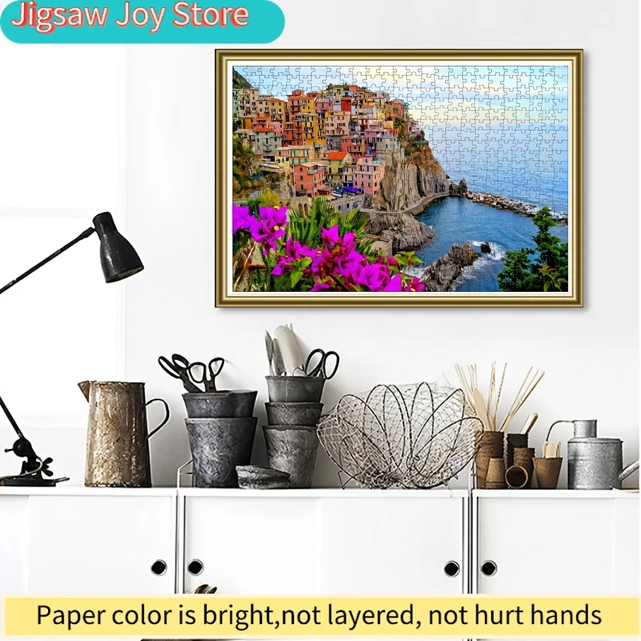 1 Box () Paper Puzzle Pieces - Fit Together Perfectly for Adults "Cinque Terre" Game - Ideal for Parties, Family & Friends Act