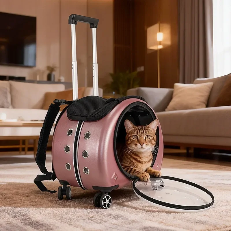 Transparent Pet Carrier Backpack Large Capacity Space Capsule Trolley Case for Cats and Small Dogs Portable Travel Bag with