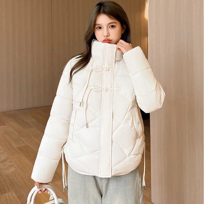 2024 Nieuwe Winterjas Voor Dames Sneeuwkleding Donzen Katoenen Gewatteerde Korte Jas Damesmode Oversized Losse Casual Puffer Parka 'S