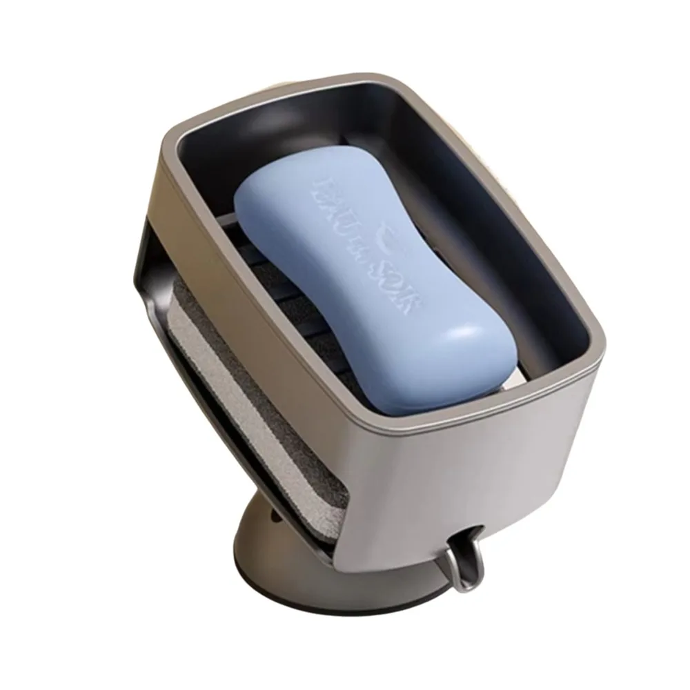 

Self-Draining Suction Cup Soap Holder with Sponge Portable Laundry Soap Case Easy Installation Powerful Vacuum Suction