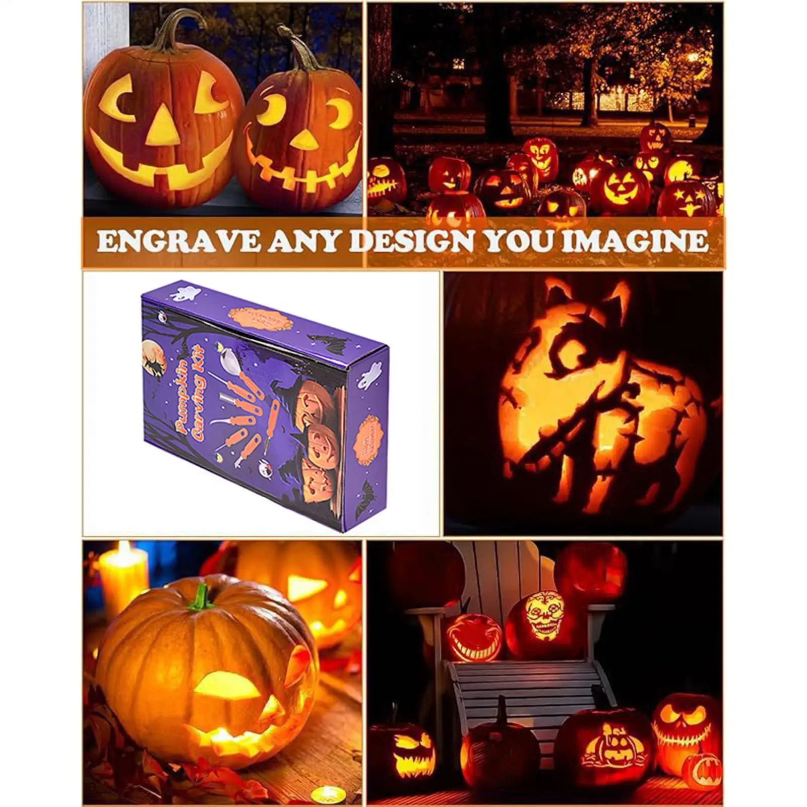 Halloween Pumpkin Carving Tools Kit Jack-O'-Lantern Pumpkin Carving Set 37-Piece Heavy Duty Sculpting Gears With Bag For