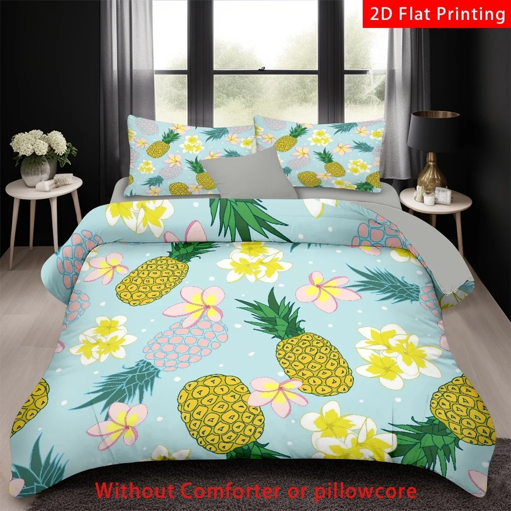 Pineapple Duvet Cover Summer Tropical Fruit Print Bedding Set Fresh Pineapple Pattern Comforter Cover Single Queen Quilt Cover