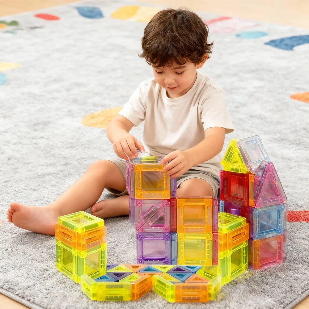 Carreaux magnétiques pour enfants âgés de 3 à 5 à 4 à 8 ans, jouets magnétiques pour 3 4 5 6 7 8 ans et plus, blocs de construction magnétiques pour garçons et filles