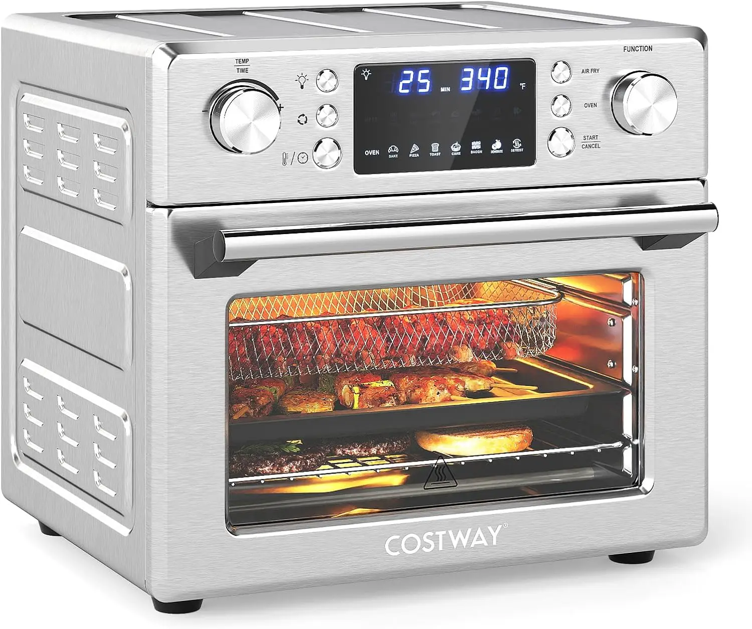 26 QT 1700W Stainless Steel Air Fryer Toaster Oven Combo, 14-in-1 Countertop Convection Oven with Dual Cooking, LED Display, Bak