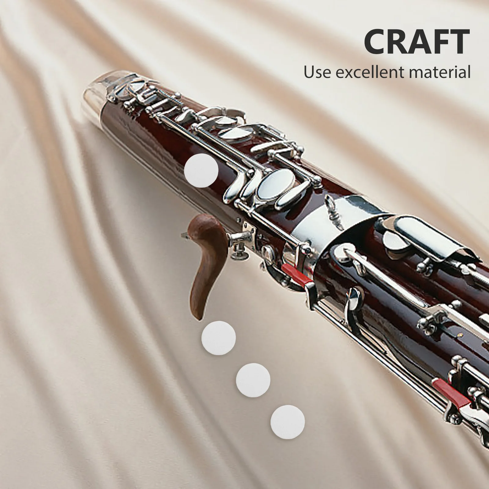 24pcs Cushions Premium Sheepskin Key Pads Anti-Vibration Sound Hole Bassoon Accessories Repair Supplies Music Instrument