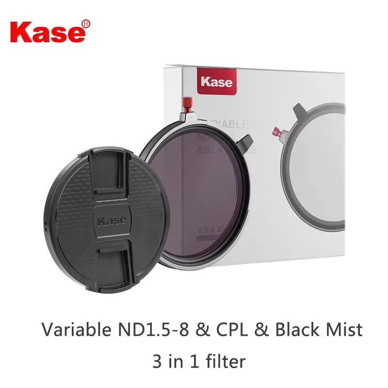 

Фильтры Kase 49 52 55 58 62 67 72 77 82 мм: переменные ND1.5-8, CPL и Black Mist с крышкой