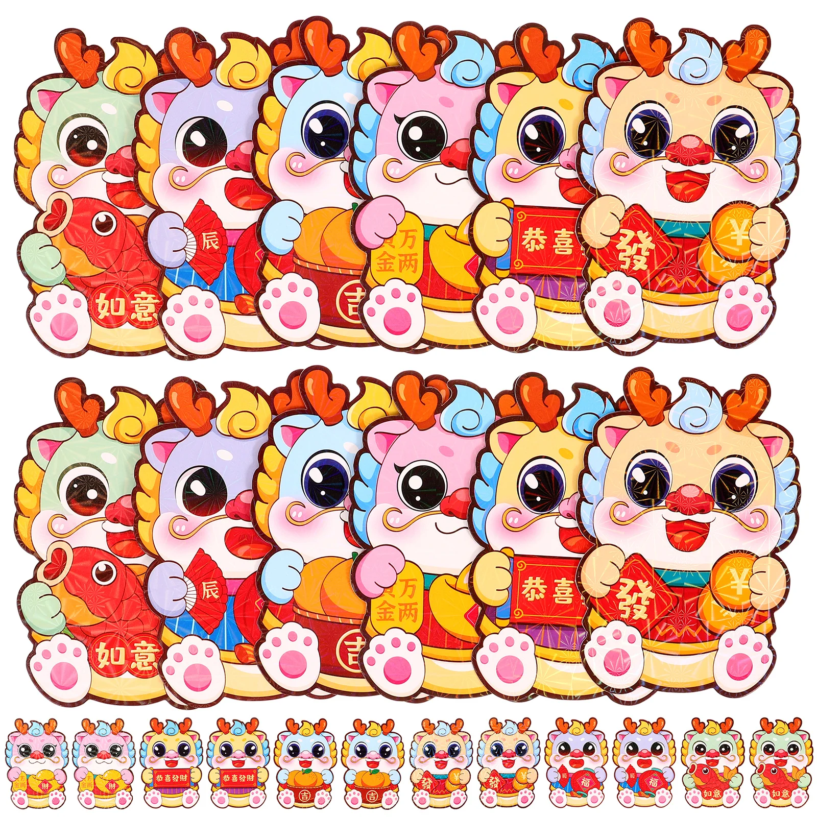 

60pcs Cartoon Red Envelope Lucky Money Bags for Chinese New Year Dragon Spring Festival Celebration Paper Envelopes