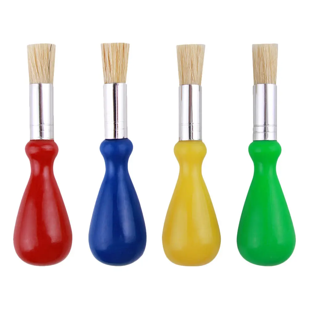 

4Pcs Pig Bristle Paint Brushes Oil Painting Supplies Soft Bristle Ergonomic Handle Artist Paintbrushes for Watercolor