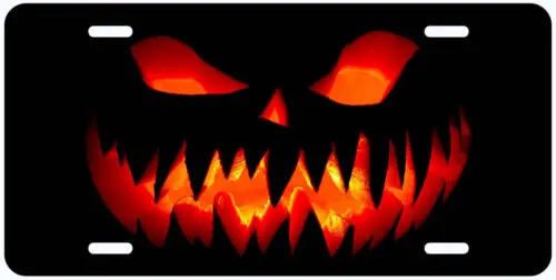 Scary Pumpkin Aluminum Novelty Car License Plate Aluminum