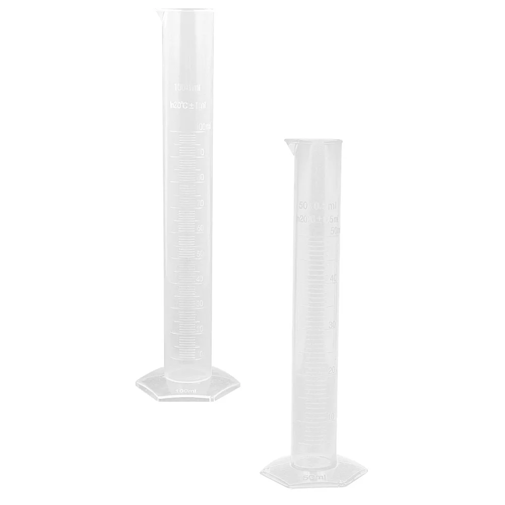 2 Pcs Measuring Cylinder Cup with Scale Plastic Graduated for Chemistry Laboratory Accessory