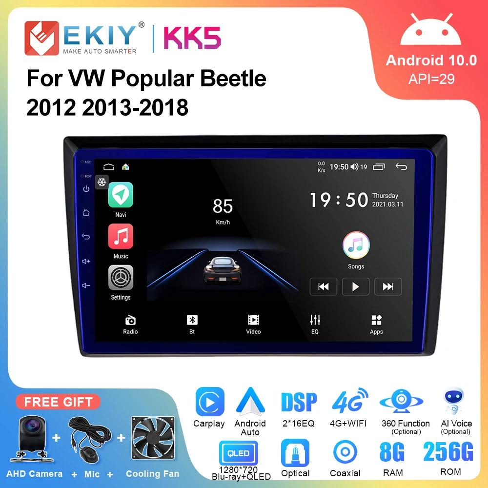 

EKIY KK5 для VW Volkswagen Beetle 2012-2018 Android 10 автомобильный радиоплеер Android GPS-навигация стерео Carplay 4G WIFI DSP без DVD