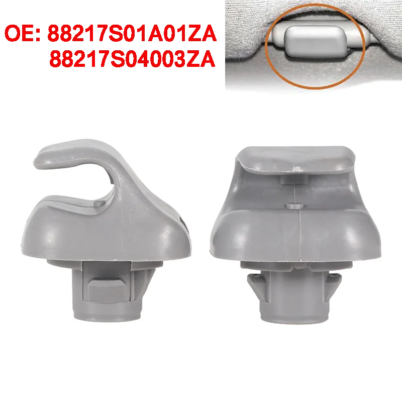 2pc For Honda 98-07 Accord 96-04 Civic 07-11 CR-V 03-05 Element 99-10 Odyssey Car Sun Visor Clip Hook Gray Bracket 88217S04003ZA