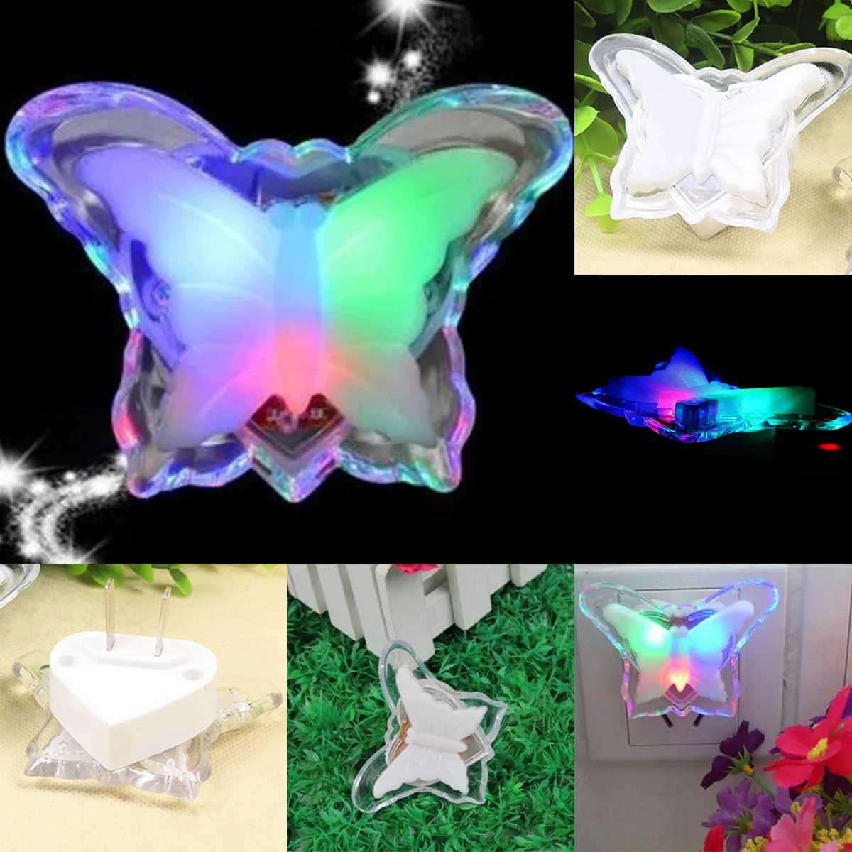 LED Butterfly Night Light Creative Colorful Plug-in Energy Saving Decorative