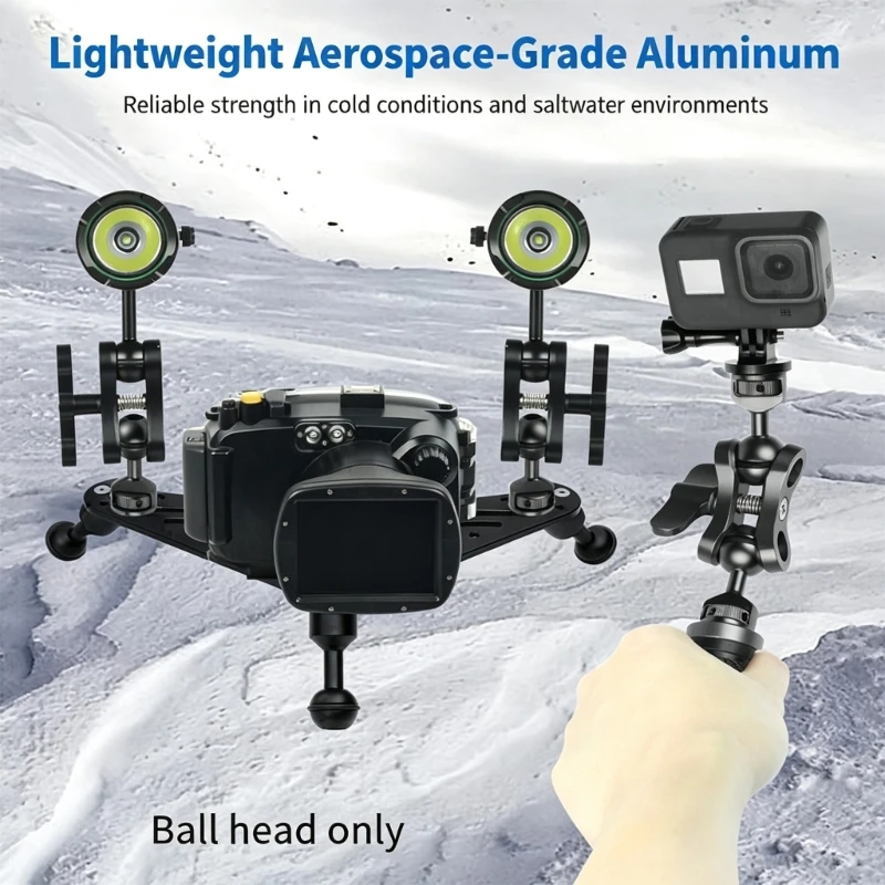 Y1AE Threaded Camera Ball Head Mount with Hand-Operated Tightening and Release for Supported Monitors and Fill Lights