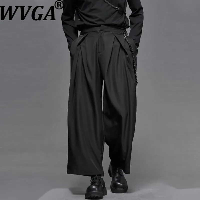 

WVGA Spring Autumn New Men's Tide Yamamoto Style Trendy Vintage Niche Chic Casual Ankle Lengh Wide-Leg Suit Pants Ins Y2K W14278