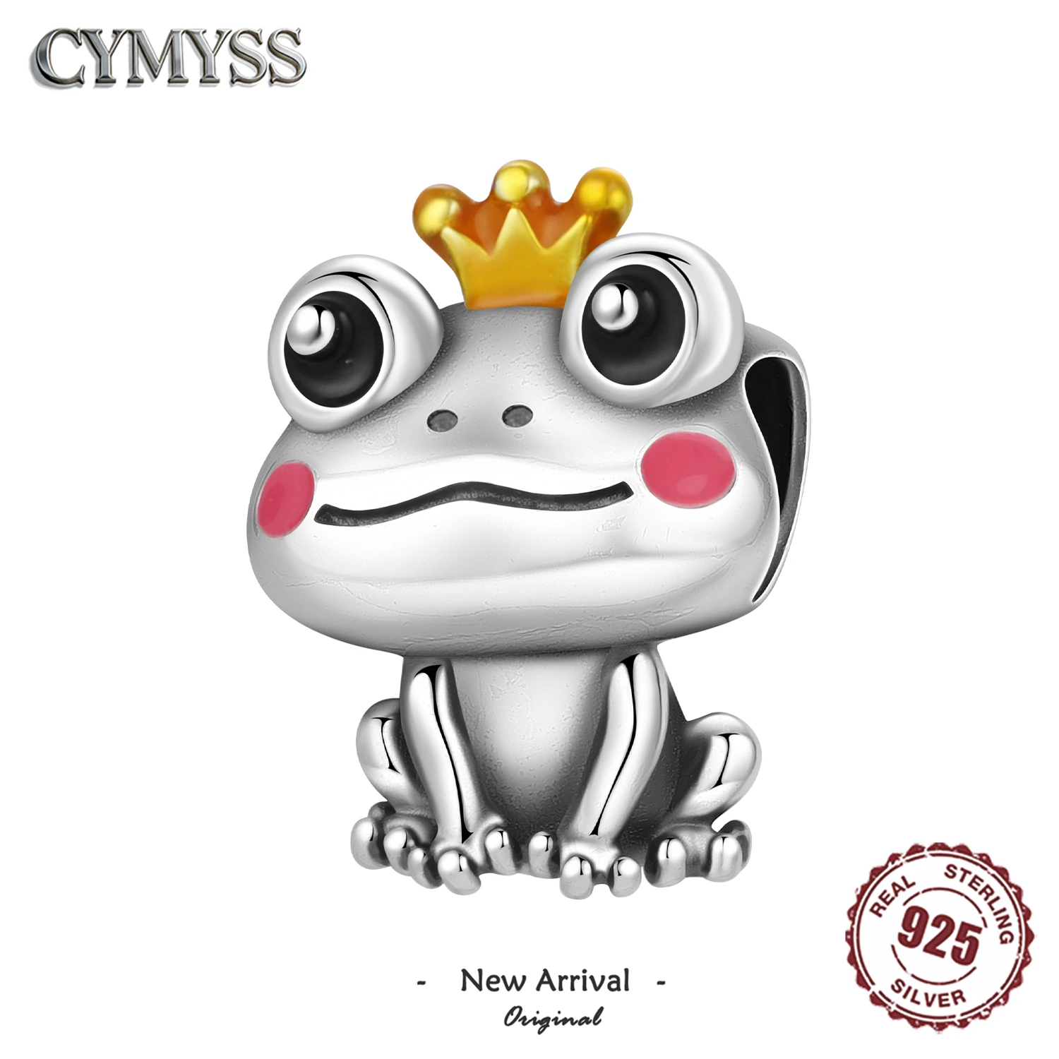 2026 Original 925 Sterling Silber Niedliche Krone Frosch Tier Charms Perlen Passend für Armbänder Halsketten DIY Party Geschenke Schmuckzubehör